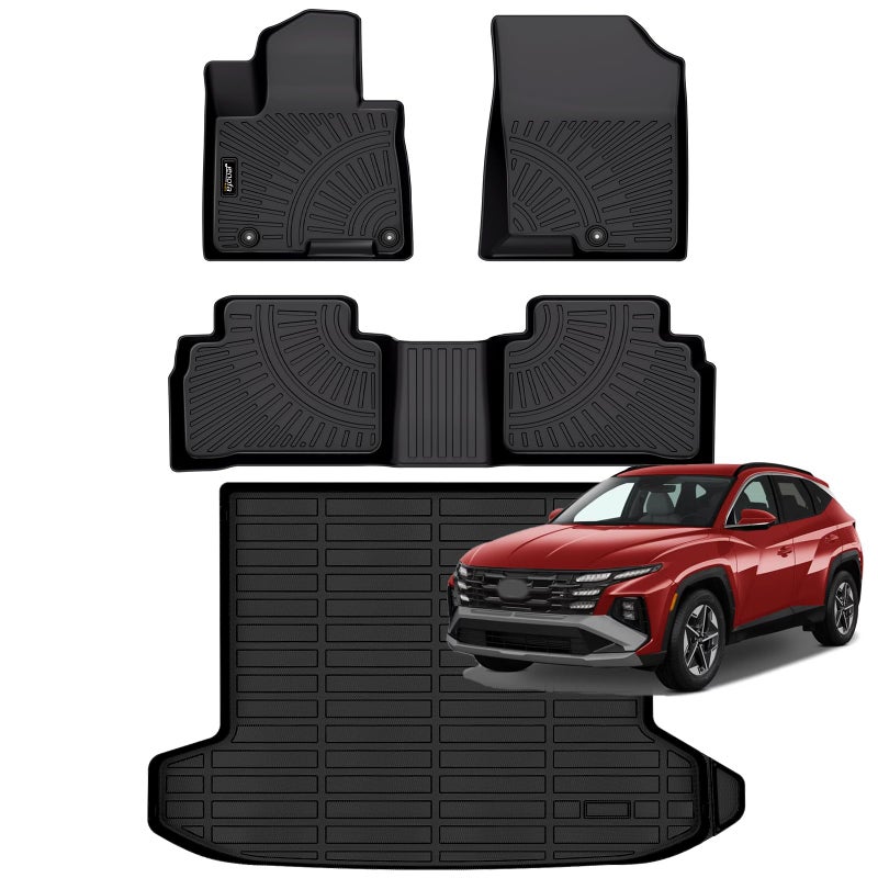 JenofaFloor Mats for Hyundai Tucson 20222026 Only Gasoline Car Mats Cargo Mat Fit 2025 Tucson Gas All Weather Protection NonSlip Waterproof Durable Automotive Floor Liner Accessories Full Set